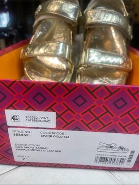 Tory Burch Metallic Gold Kira Sport Sandals